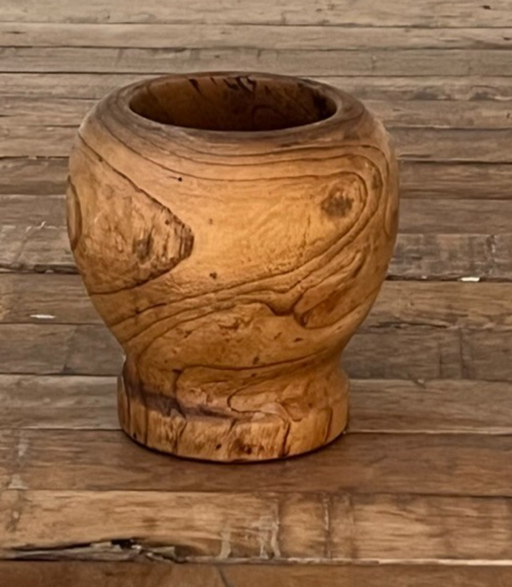 Hand-Turned Wooden Decorative Vessel Solid Wood 4.5 Tall